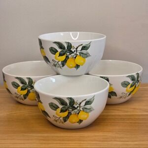 New Royal Norfolk Lemon Ceramic Soup Cereal Salad Bowls 5 1/2" Set of 4